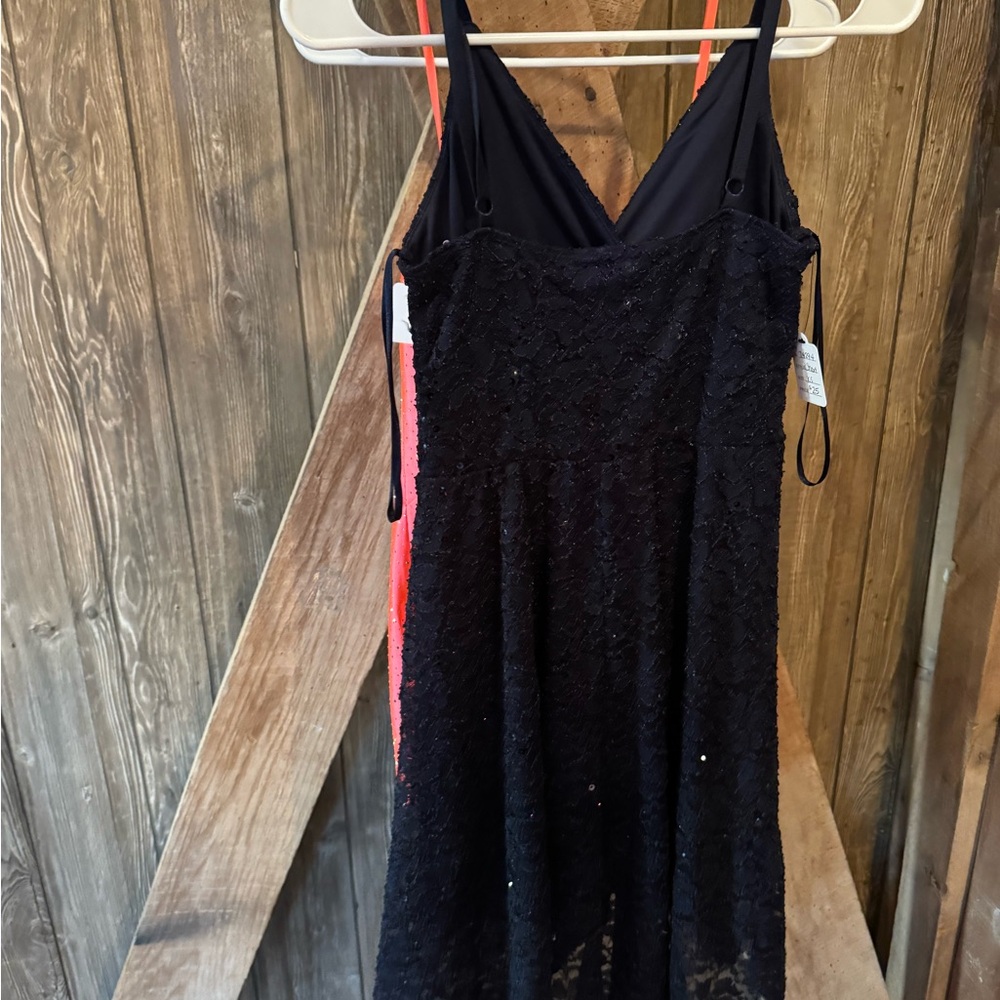 Lily Rose Black Lace Prom Dress with Sequin Accents